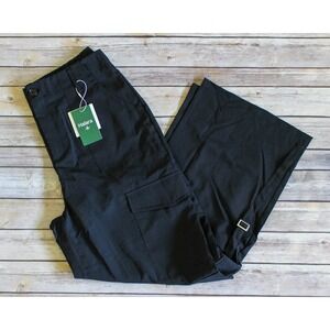 Halara Pants Large Black Wide Leg Cargo Pocket High Waisted Buckle Strap Utility